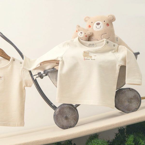 オーガニックコットン ベビー【くまのコットン】長袖Tシャツ 80