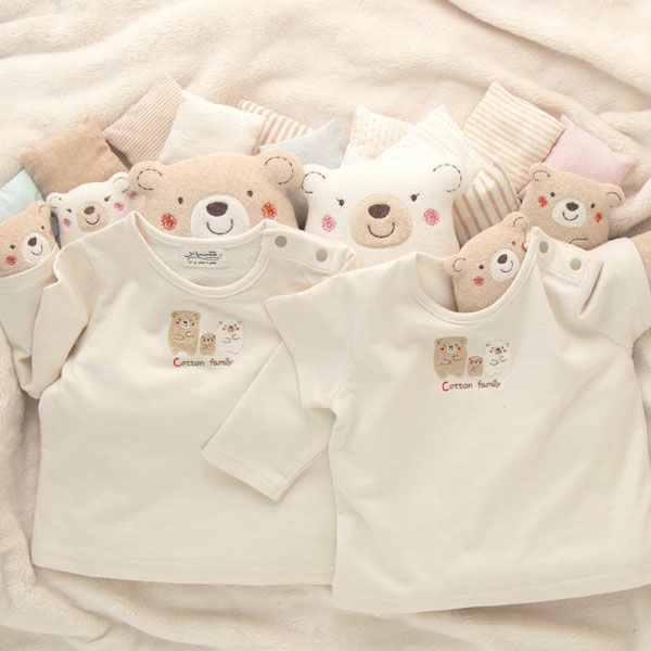 オーガニックコットン ベビー【くまのコットン】長袖Tシャツ 80