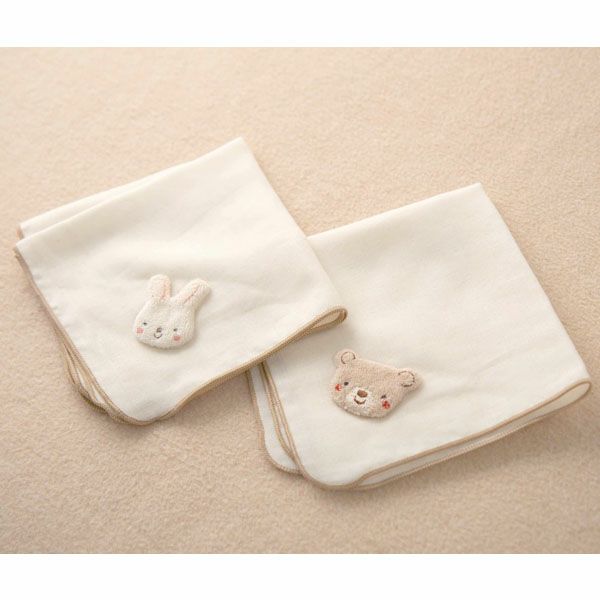 オーガニックコットン ベビー【小さな動物】ガーゼハンカチ