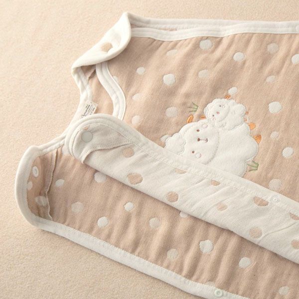 オーガニックコットン ベビー【ママだっこ】水玉5重ガーゼスリーパー
