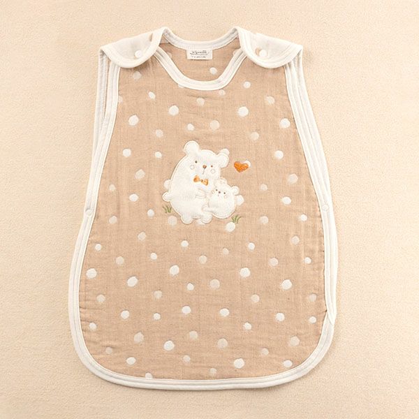 オーガニックコットン ベビー【ママだっこ】水玉5重ガーゼスリーパー