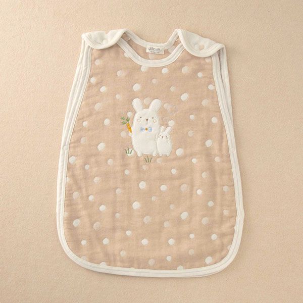 オーガニックコットン ベビー【ママだっこ】水玉5重ガーゼスリーパー