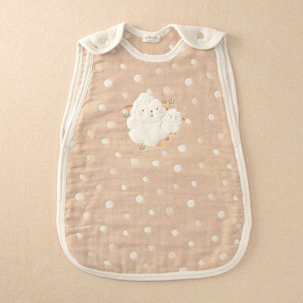 オーガニックコットン ベビー【ママだっこ】水玉5重ガーゼスリーパー