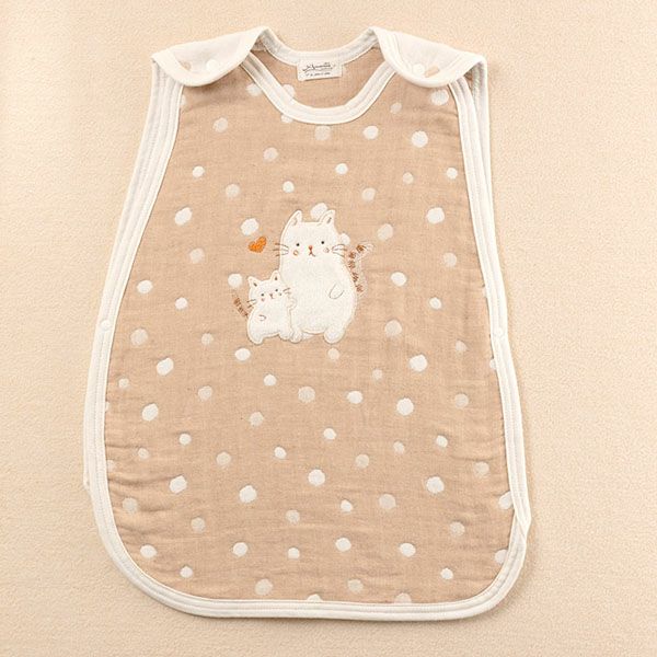 オーガニックコットン ベビー【ママだっこ】水玉5重ガーゼスリーパー