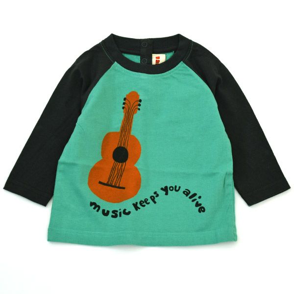 オーガニックコットン ベビーTシャツ(長袖) Music Keeps You Alive