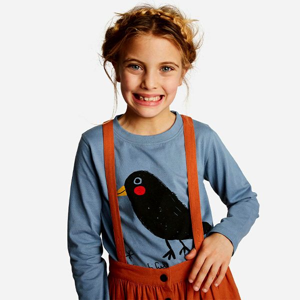 オーガニックコットン キッズTシャツ(長袖) Little Black Bird