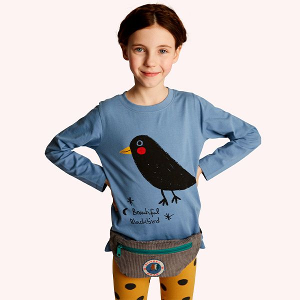 オーガニックコットン キッズTシャツ(長袖) Little Black Bird