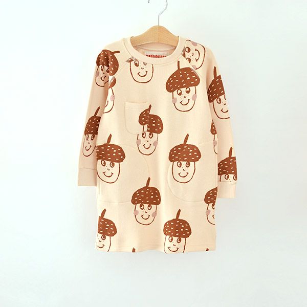 オーガニックコットン キッズ 裏起毛ワンピース(長袖) Acorns