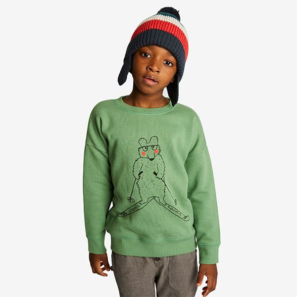 オーガニックコットン キッズ 裏起毛スウェットシャツ(長袖) Sking Bear