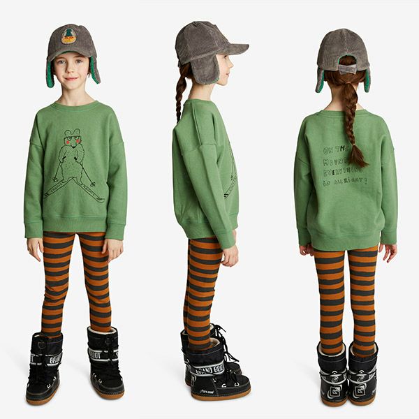 オーガニックコットン キッズ 裏起毛スウェットシャツ(長袖) Sking Bear