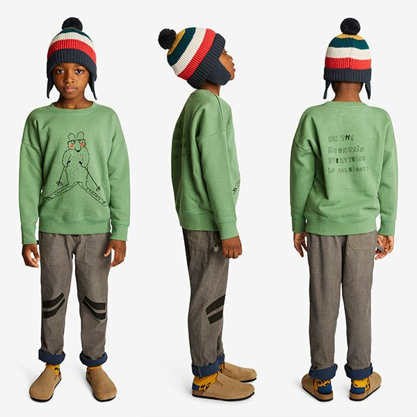 オーガニックコットン キッズ 裏起毛スウェットシャツ(長袖) Sking Bear