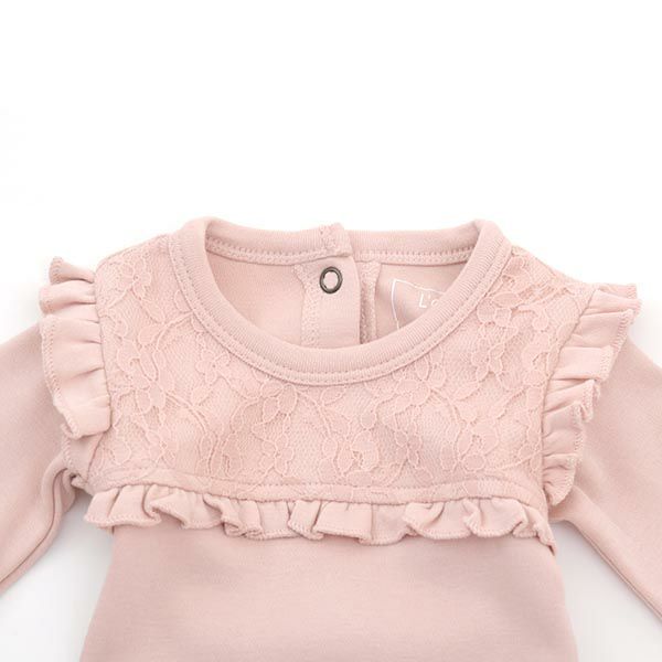 オーガニックコットン ベビーレース足つきカバーオール（長袖）