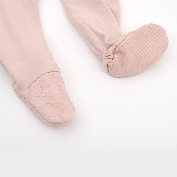 オーガニックコットン ベビーレース足つきカバーオール（長袖）