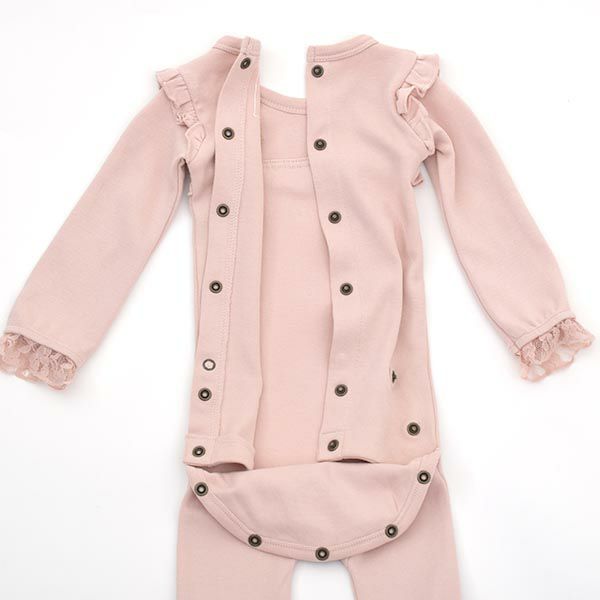 オーガニックコットン ベビーレース足つきカバーオール（長袖）