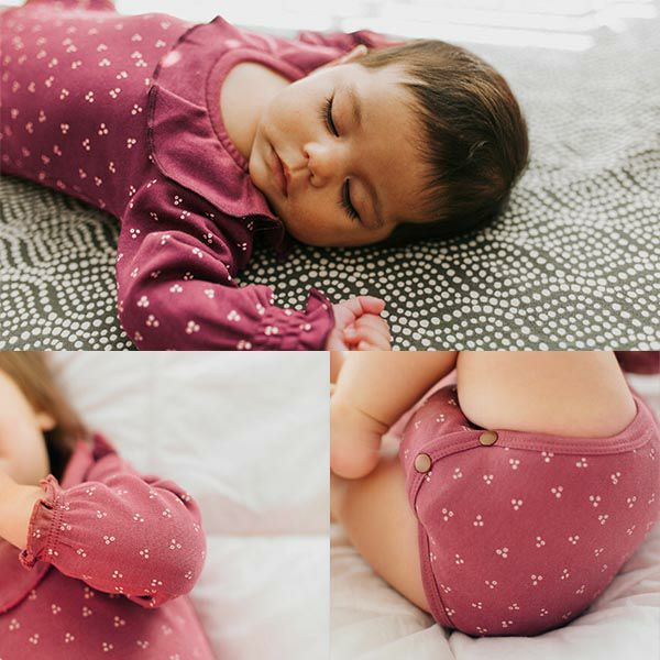 オーガニックコットン ベビーラッフルボディスーツ(長袖)