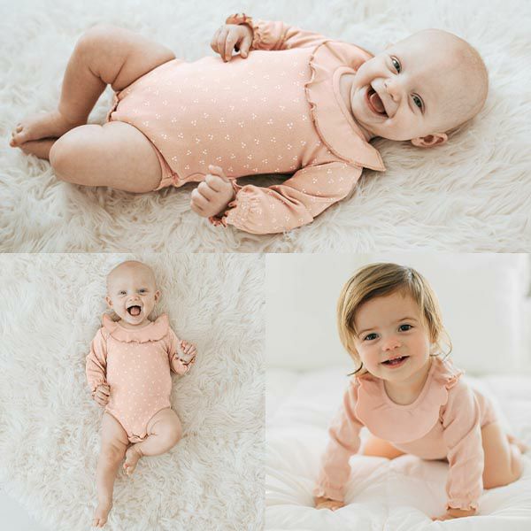 オーガニックコットン ベビーラッフルボディスーツ(長袖)