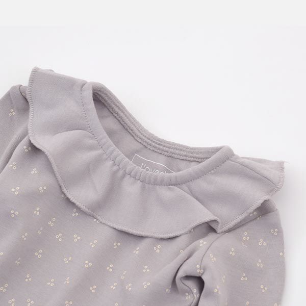 オーガニックコットン ベビーラッフルボディスーツ(長袖)