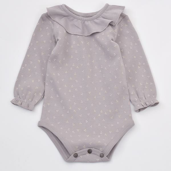 オーガニックコットン ベビーラッフルボディスーツ(長袖)