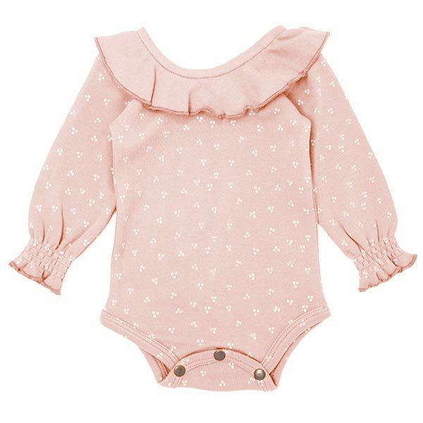 オーガニックコットン ベビーラッフルボディスーツ(長袖)