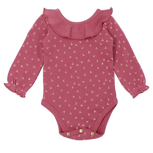 オーガニックコットン ベビーラッフルボディスーツ(長袖)