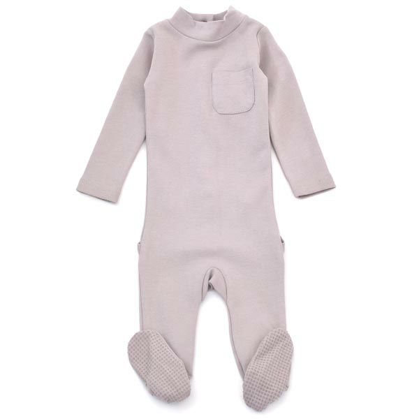 オーガニックコットン ベビーモックネック足つきカバーオール（長袖）