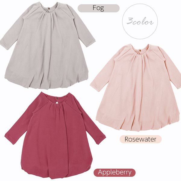 オーガニックコットン キッズバブルドレス（長袖）