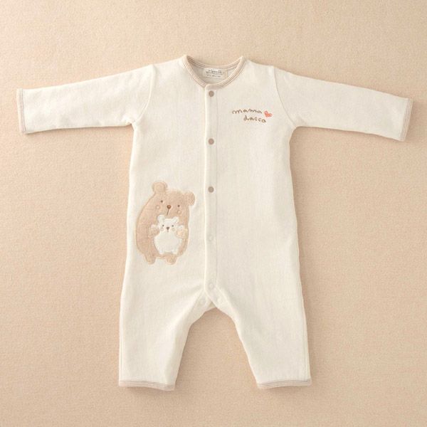 オーガニックコットン ベビー【ママだっこ】接結フライスカバーオール