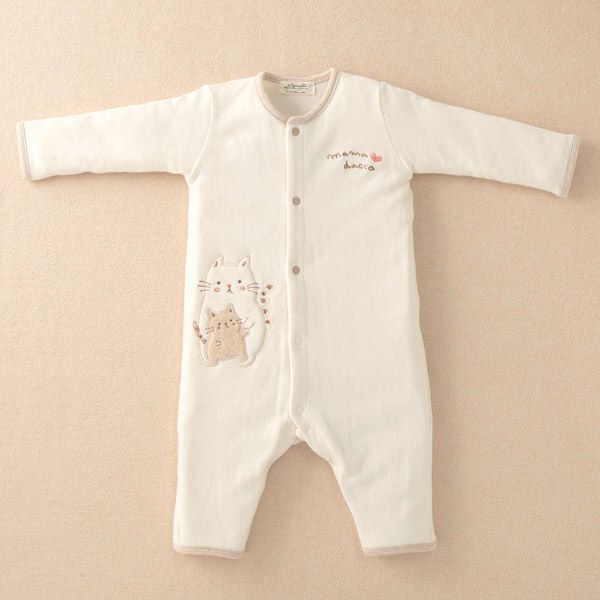 オーガニックコットン ベビー【ママだっこ】接結フライスカバーオール