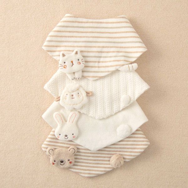 オーガニックコットン ベビー【どうぶつ村】三角スタイ