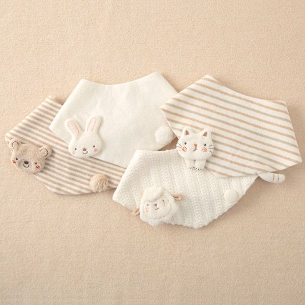 オーガニックコットン ベビー【どうぶつ村】三角スタイ