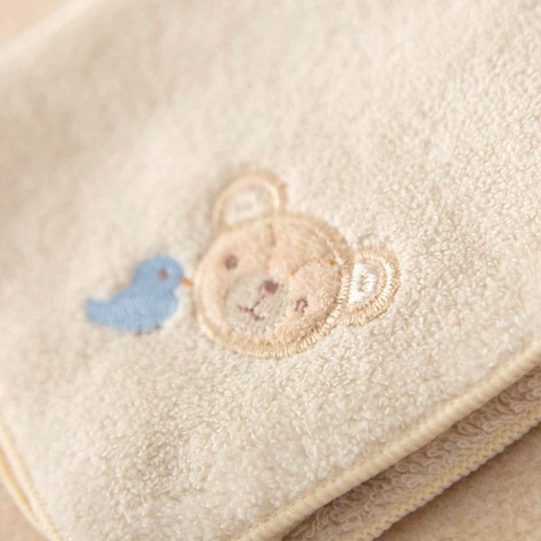 オーガニックコットン ベビー【幸せの青い鳥】パイルハンカチ くま 24×24