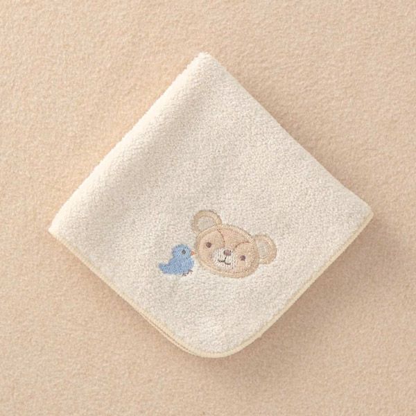 オーガニックコットン ベビー【幸せの青い鳥】パイルハンカチ くま 24×24