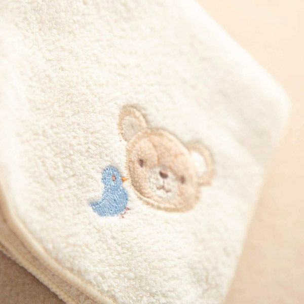 オーガニックコットン ベビー【幸せの青い鳥】パイルハンカチ くま 24×24