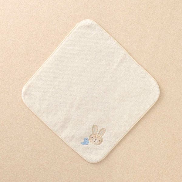 オーガニックコットン ベビー【幸せの青い鳥】パイルハンカチ うさぎ 24×24