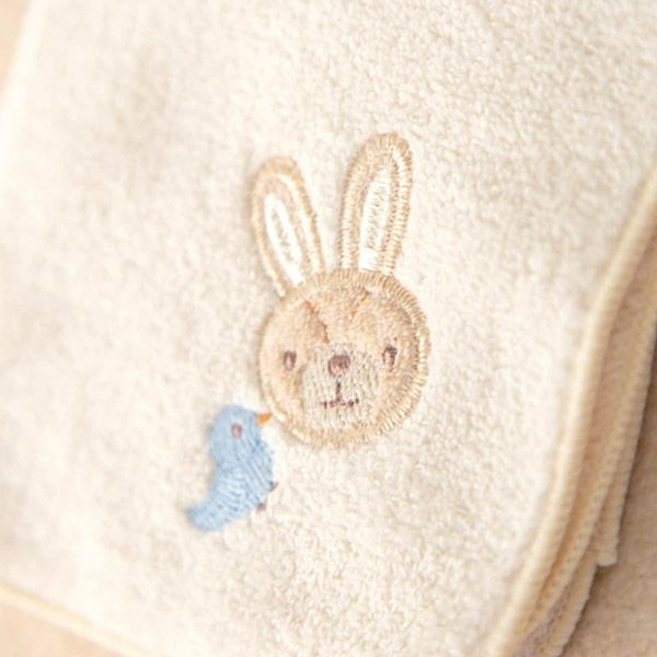 オーガニックコットン ベビー【幸せの青い鳥】パイルハンカチ うさぎ 24×24