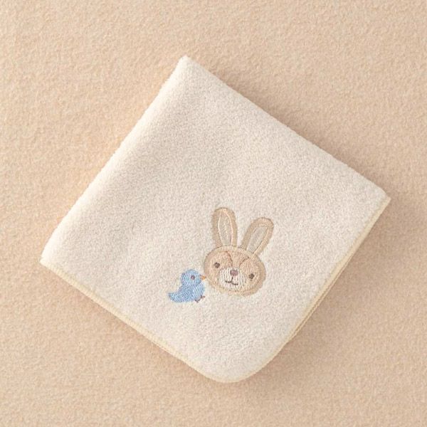 オーガニックコットン ベビー【幸せの青い鳥】パイルハンカチ うさぎ 24×24