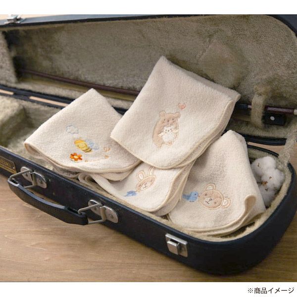 オーガニックコットン ベビー【幸せの青い鳥】パイルハンカチ うさぎ 24×24