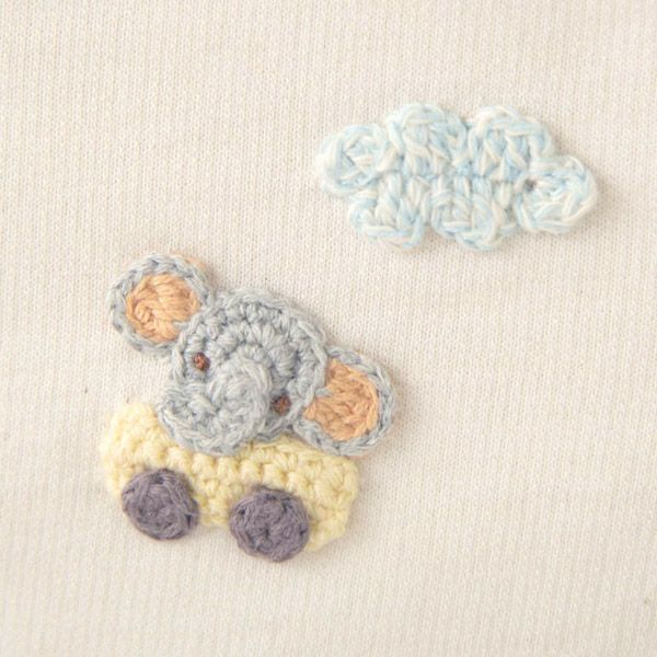 オーガニックコットン ベビー【編みモチーフ】長袖Tシャツ