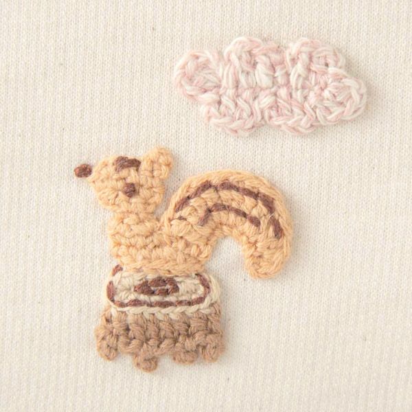 オーガニックコットン ベビー【編みモチーフ】長袖Tシャツ