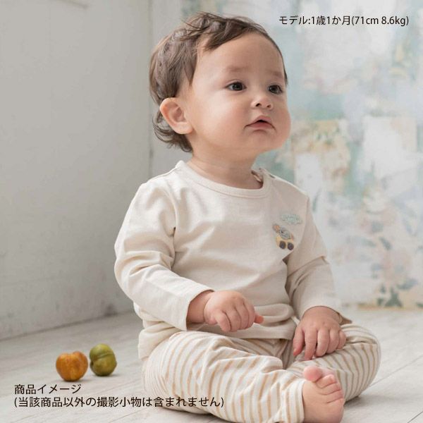 オーガニックコットン ベビー【編みモチーフ】長袖Tシャツ