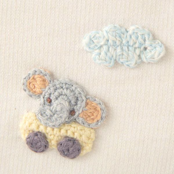 オーガニックコットン ベビー【編みモチーフ】半袖Tシャツ