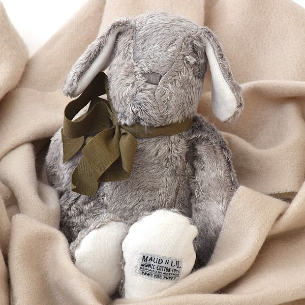 オーガニックコットン＆バンブー Fluffy PAWS(いぬ)グレー×ホワイト