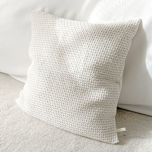 オーガニックコットン＆リネン ワッフルクッションカバー