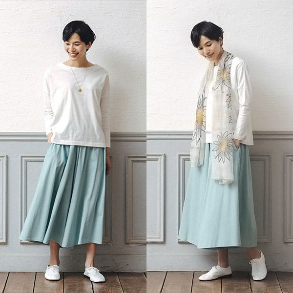 オーガニックコットン ドロップショルダーボクシートップ