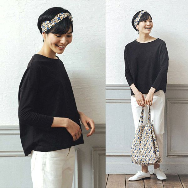 オーガニックコットン ドロップショルダーボクシートップ