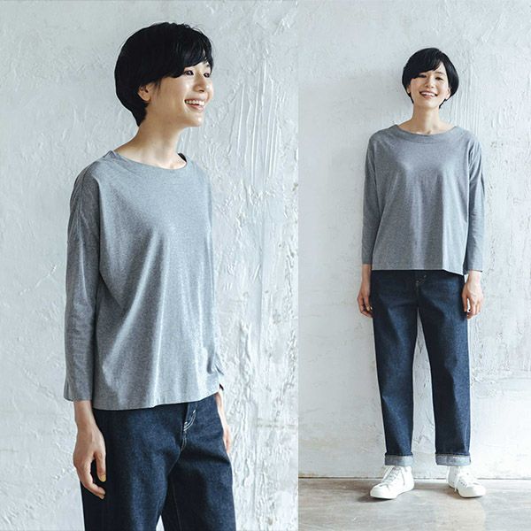 オーガニックコットン ドロップショルダーボクシートップ