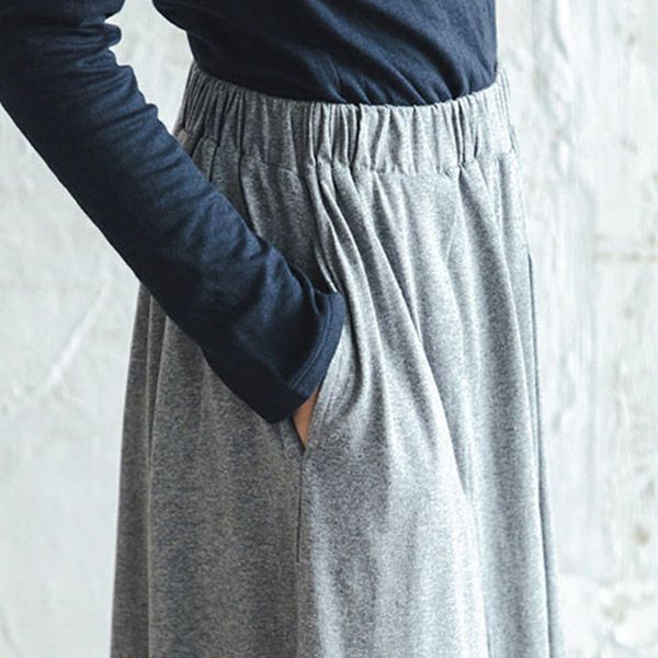 オーガニックコットン ギャザーワイドパンツ