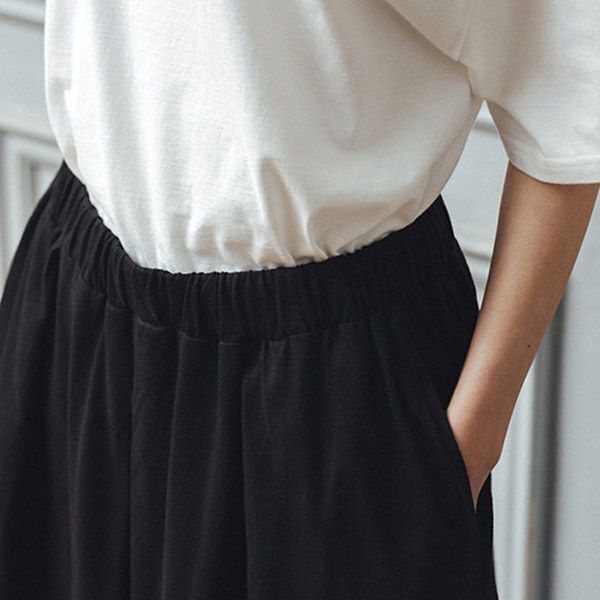 オーガニックコットン ギャザーワイドパンツ