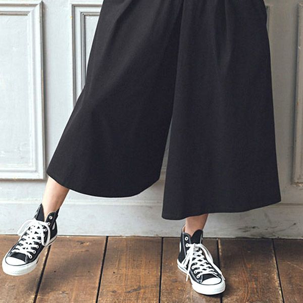 オーガニックコットン ギャザーワイドパンツ