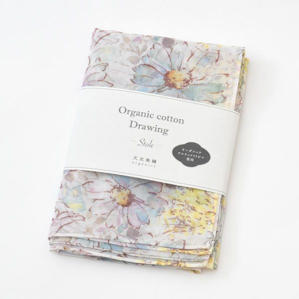 オーガニックコットン アルティメイトピマ ストール Drawingガーデンフラワー